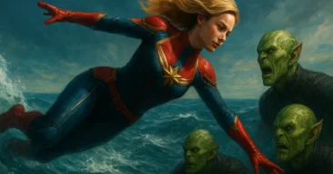 Capitã Marvel Brie Larson Carol Danvers Skrulls oceano queda