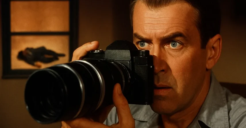 Janela Indiscreta Alfred Hitchcock James Stewart voyeurismo assassinato