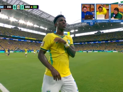 Vini Jr. marca duas vezes e Brasil vence Escócia na Copa